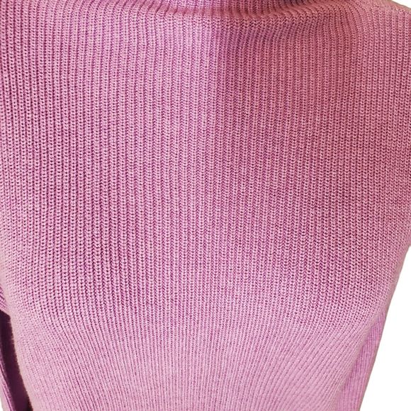 Belford Purple Pima Cotton Sweater Rib Knit Mock Neck Pullover Sz XS - Picture 3 of 6